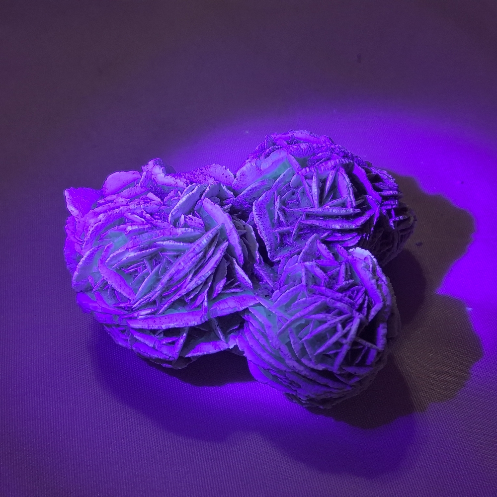 2.8oz Desert Rose Selenite Gypsum Cluster UV Reactive Crystal 2in